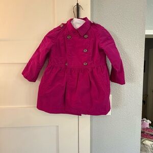 Burberry Kids Magenta Double-Breasted Raincoat
